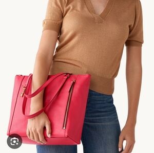 Fossil TARA Cherry Red Leather Shopper